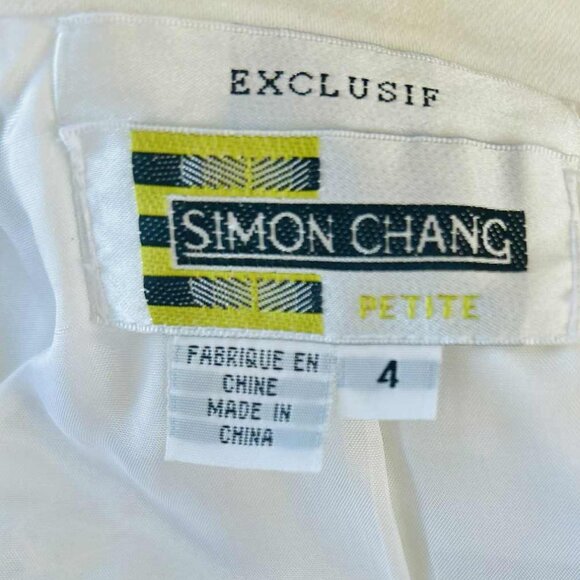 Vintage Simon Chang White Botanical Tailored Jacket with Sculpted Seams – US 4P - Picture 12 of 14